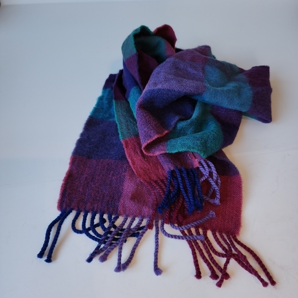 AVOCA The Mill Colorful Plaid Irish Wool Scarf - Picture 3 of 6